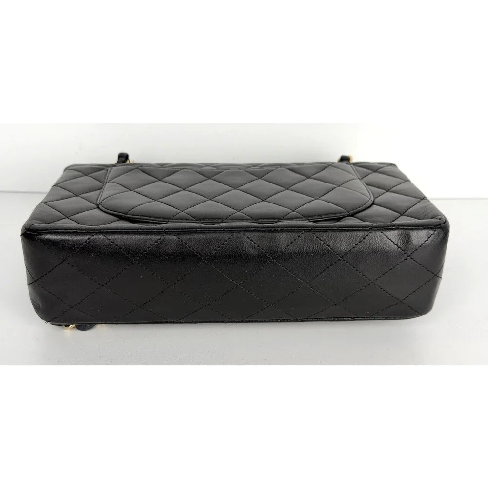 CHANEL Shoulder Bag Double Flap Small Black Quilted Leather 2009-2010 U2 - Picture 5 of 15